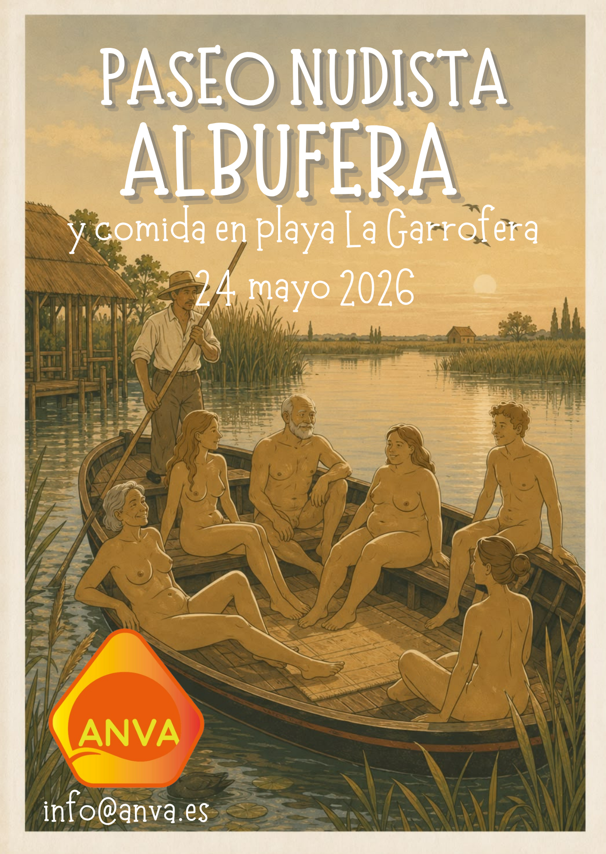 Paseo nudista en barca por la Albufera de Valencia