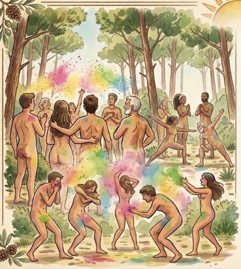 Fiesta nudista Holi y biodanza
