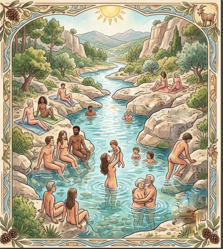 Baño nudista en el río Cazuma